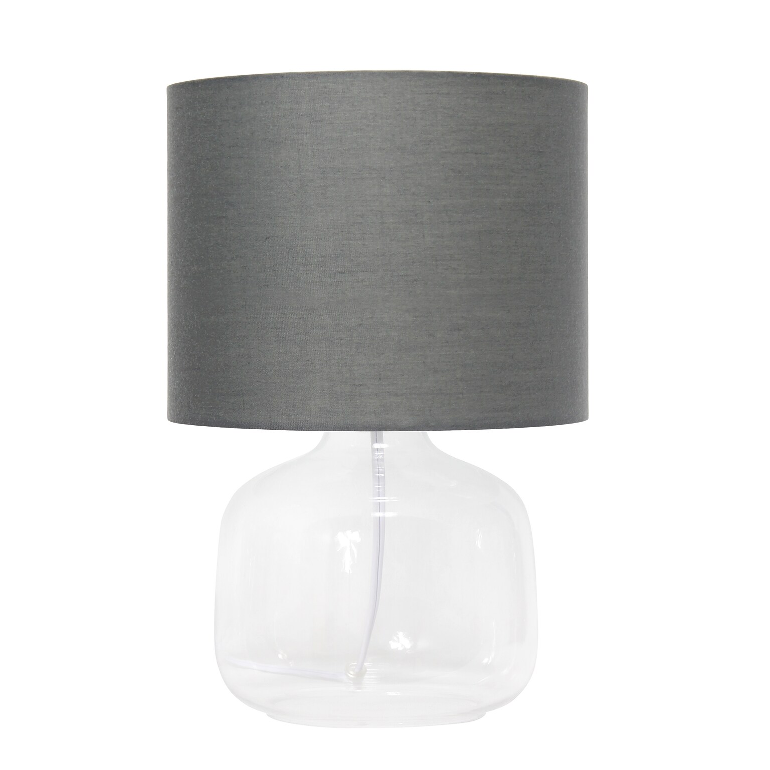 Creekwood Home Round Modern Glass 13.75 LED Table Lamp, Clear/Gray (CWT-1015-CG)