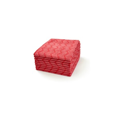 Rubbermaid HYGEN Microfiber Cleaning Rags, 16 x 16, Red, 12 Rags/Pack (FGQ62000RD00)