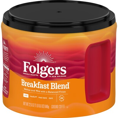 Folgers Breakfast Blend Ground Coffee, Light Roast, 22.6 oz. (2550020529)