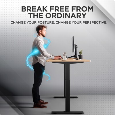 Uncaged Ergonomics Rise Up Electric Adjustable Height Standing Desk with Natural Bamboo Desktop (RUbb)