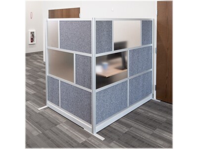 Luxor Modular Room Divider Add-On Wall, 70"H x 70"W, Gray/Frosted PET/Acrylic (MW-7070-XFCG)