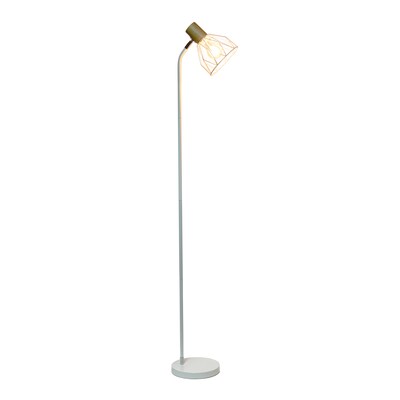 Simple Designs Farmhouse Fusion 55.91 Iron Floor Lamp with Round Shade, White (LF2019-WHT)