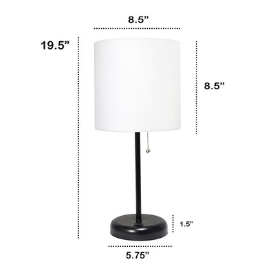 Creekwood Home Oslo 19.50" LED Table Lamp with USB Port, Black/White (CWT-2011-BA)