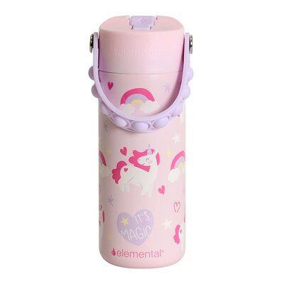Elemental Core Pop Stainless Steel Double Wall Insulated Water Bottle, 18 oz., Unicorn Magic (EBC18UM26P)