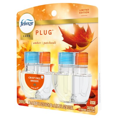 Febreze Luxe Plug Air Freshener Warmer Refill, Crisp Fall Breeze Scent, 0.87 fl. oz., 2/Pack (13891)