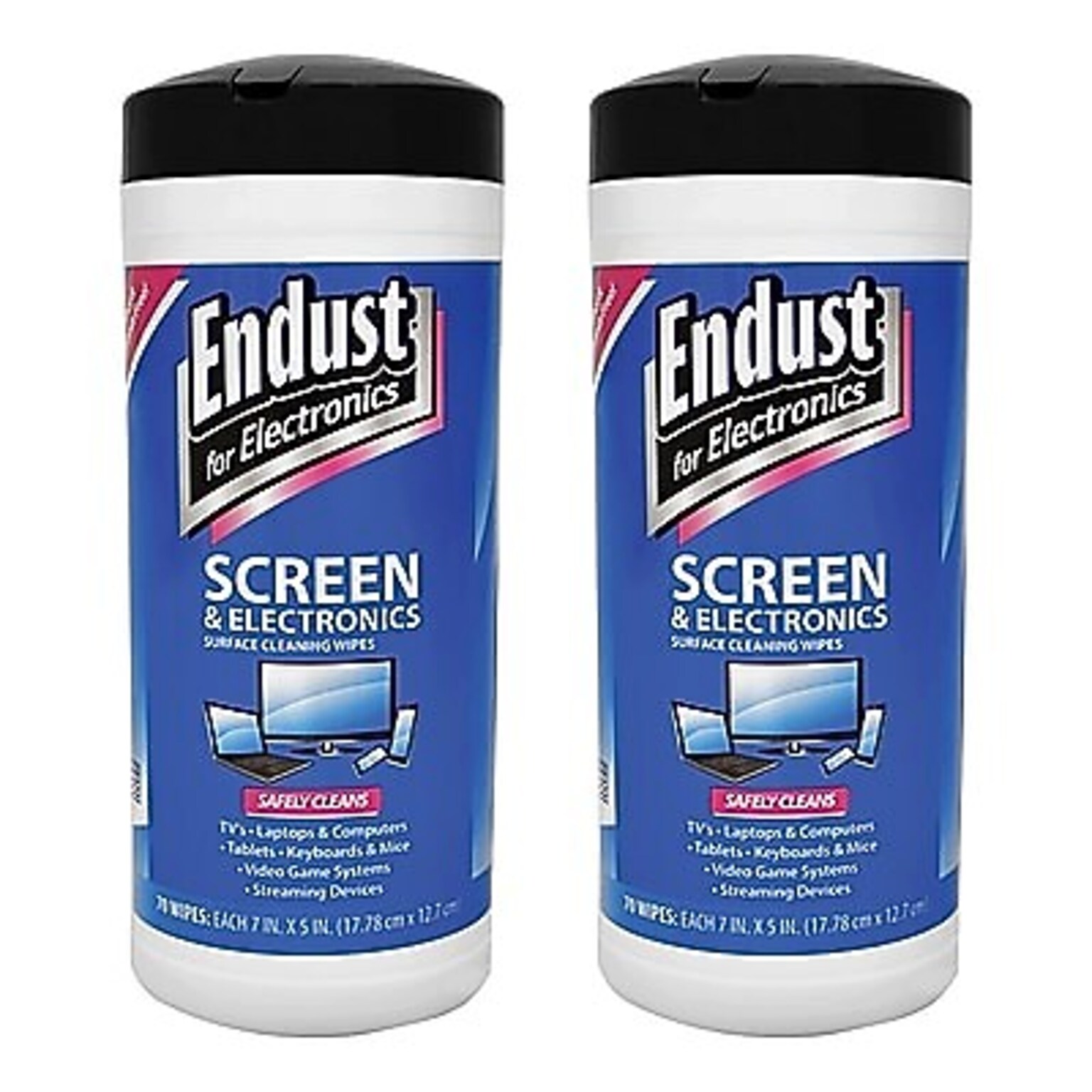 Endust for Electronics Screen and Electronic Surfaces Cleaning Wipes, 70-Count, 2/Pack (KITNOZ115062PK)