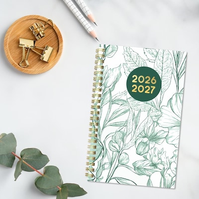 2026-2027 Blueline Academic 8" x 5" Weekly & Monthly Planner, Poly Cover, Floral Green (CA114PM.02)