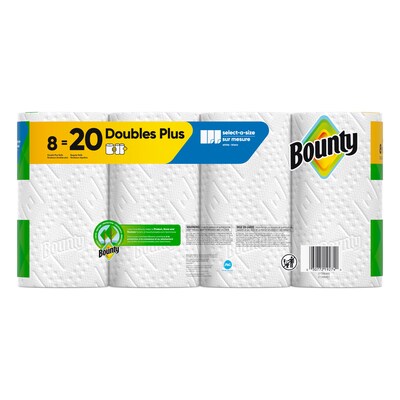 Bounty Select-A-Size Double Plus Paper Towels, 2-ply, 103 Sheets/Roll, 8 Rolls/Pack (92740)