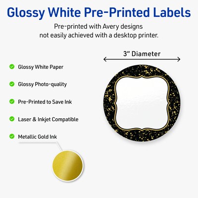 Avery Round Laser/Inkjet Multipurpose Labels, 3, White, 60/Pack (19479370908)