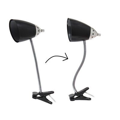 Creekwood Home Sleek Essentials 17.5" Adjustable Basic Clip On Reading Light with Flexible Gooseneck, Black (CWD-1006-BK)