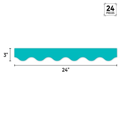 Creative Teaching Press Core Decor EZ Border, 3" x 2', Turquoise Wavy, 24/Pack, 3 Packs/Bundle (CTP11062-3)