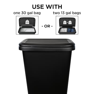 Hefty Dual Function XL Trash Can, 20.4 Gallons, Black, 2/Pack (HFTCOM2280075-2)