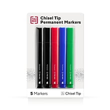 TRU RED™ Tank Permanent Markers, Chisel Tip, Assorted, 5/Pack (TR54526)