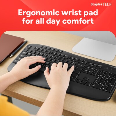 Staples TECH Wireless Comfort Keyboard, Black (ST62602)