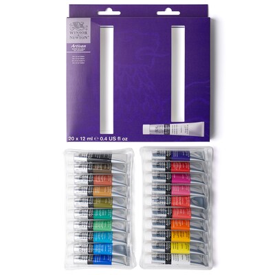 Winsor and Newton Artisan Water Mixable Oil Paint Tube Set, Assorted Colors, 12 mL, 20/Set (WNX1590266)