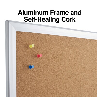 Quill Brand® Standard Durable Cork Bulletin Board, Aluminum Frame, 3'W x 2'H (28335-CC)