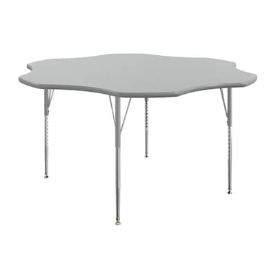 Flash Furniture Wren 60 Flower Activity Table, Height Adjustable, Gray Top/Silver Frame (XUA60FLRGTA)