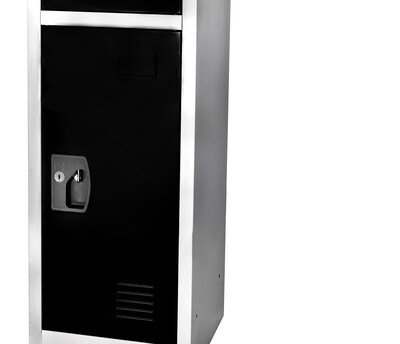 AdirOffice 72'' 3-Tier Key Lock Black Steel Storage Locker (629-203-BLK)
