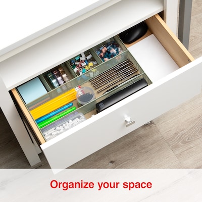 Staples 6-Compartment Metal Mesh Drawer Organizer, Sage Green (ST63846)