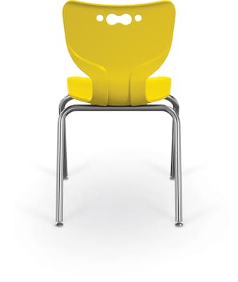 MooreCo 18" Hierarchy Student Chair with 4 Legs, Yellow/Chrome Base (703673611077)