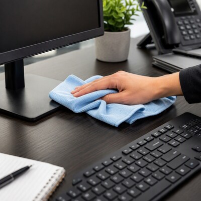 Coastwide Professional Microfiber Cloths, 16" x 16", Blue, 12/Pack