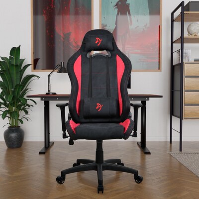 Arozzi Torretta Supersoft Microfiber Ergonomic Racing Gaming Chair, Black/Red (TORRETTA-SPSF-RED)