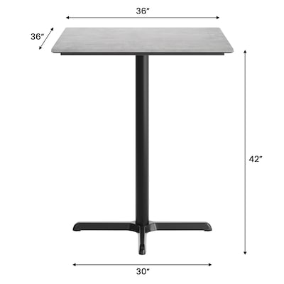 Flash Furniture Acadia Square Wooden Dining Table with X-Base, 36"D x 36"W, Gray Faux Concrete/Black Base (STSQ36CGT3030B)