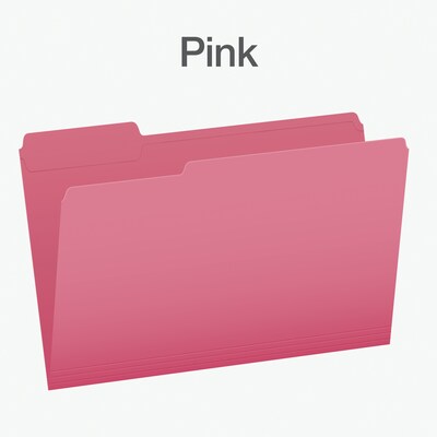 Pendaflex Heavy Duty File Folder, 1/3-Cut Tab, Assorted, Legal Size, Pink, 100/Box (1007033)