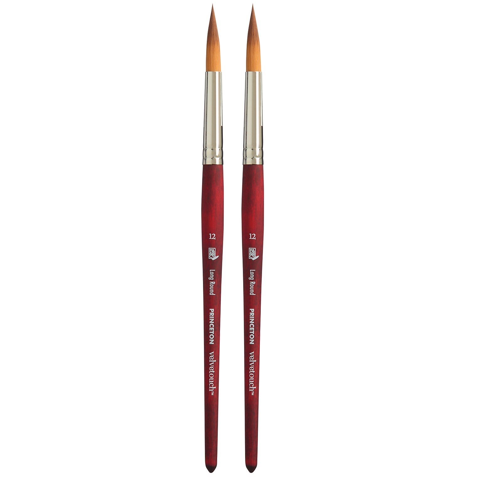 Princeton Velvetouch Mixed Media Synthetic Long Round Brush, 2/Pack (PBXP3950LR12-2)