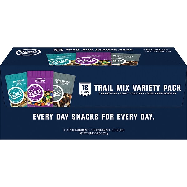 Kars Gluten-Free Variety Pack Trail Mix, 57.5 oz., 18 Bags/Box (8826 ...