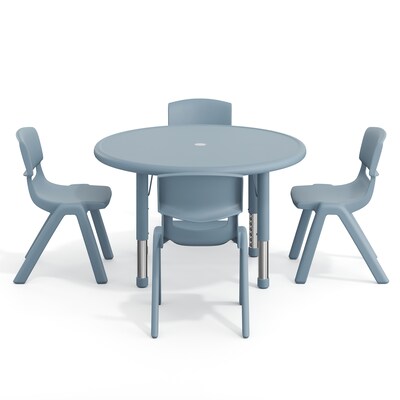 Flash Furniture Emmy 33" Round Activity Table Set, Height Adjustable, Dusty Blue (YCX73RNDTBDTBE)