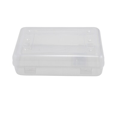 Advantus Polystyrene Pencil Box Clear, 5.25" x 8.5" x 2.5", Clear, 6/Pack (AVT34104-6)