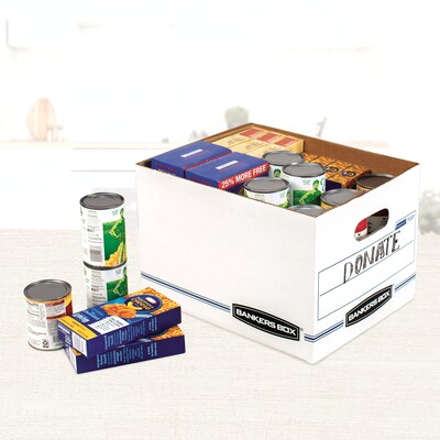 Bankers Box Stor/File 60% Recycled Corrugated File Box Lift Off Lid, Letter/Legal Size, White/Blue, 6/Pack (57036-04)