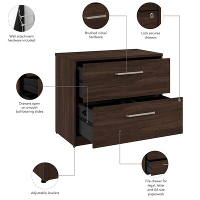 Bush Business Furniture Vista 2 Drawer File Cabinet, Black Walnut (VSF136BWSU)