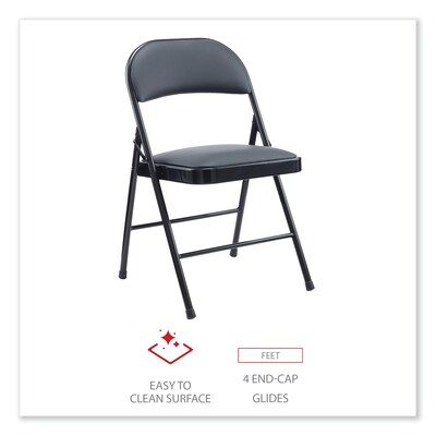 Alera® Leather Office Folding Chair, Black, 4/Carton (ALECA9416)