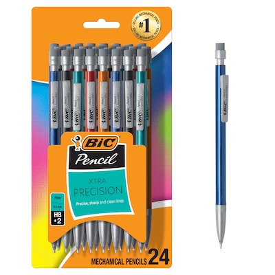 BIC Xtra Precision Mechanical Pencils, 0.5mm, #2 Hard Lead, 24/Pack (MPLMFP241-BLK)