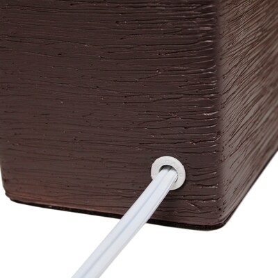 Simple Designs Petite Faux Stone Table Lamp Fabric Shade, Brown with White Shade (LT2072-BWN)