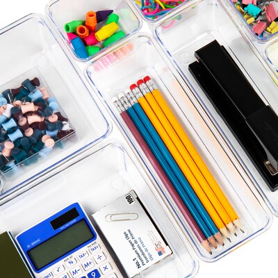 Mind Reader Stackable Plastic Desk Tray Set, Clear, 8 Pieces (DRORG8-CLR)