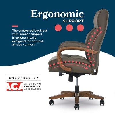 La-Z-Boy Colston Ergonomic Vegan Leather Swivel Executive Chair, Mocha Brown (60120-MBRN)