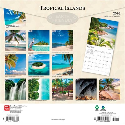 2026 BrownTrout Tropical Islands 12 x 12 Monthly Wall Calendar (9798330706006)