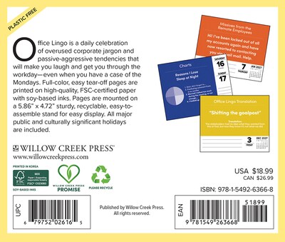 2027 Willow Creek Office Lingo 5.4 x 6.2 Day-to-Day Calendar (63668)