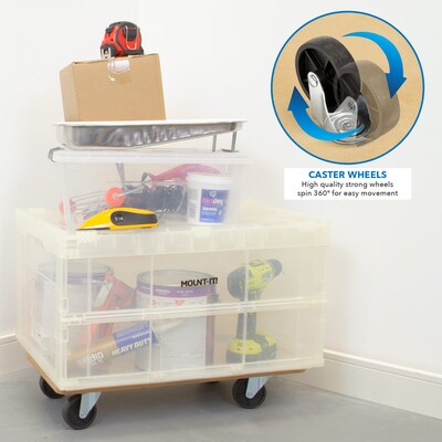 Mount-It! Small Platform Mover Dolly, Holds Up to 220 lbs., Light Brown (MI-925)