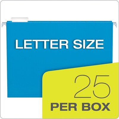 Pendaflex Recycled Hanging File Folders, 1/5 Tab, Letter Size, Blue, 25/Box (81603)