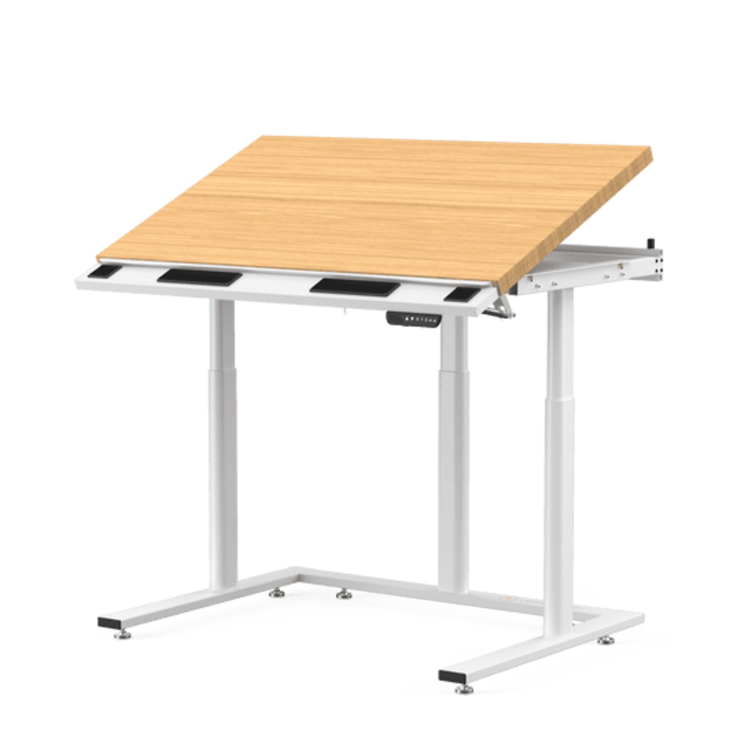VersaDesk PowerLift Triad 48W Electric Adjustable Drafting Table, Bamboo/White (TRDT-4830-WNB)