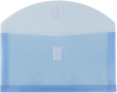 JAM Paper Premium Plastic Filing Envelope with Hook & Loop Closure, 5 1/4" x 10", Blue, 3/Pack (921V1BUX3)