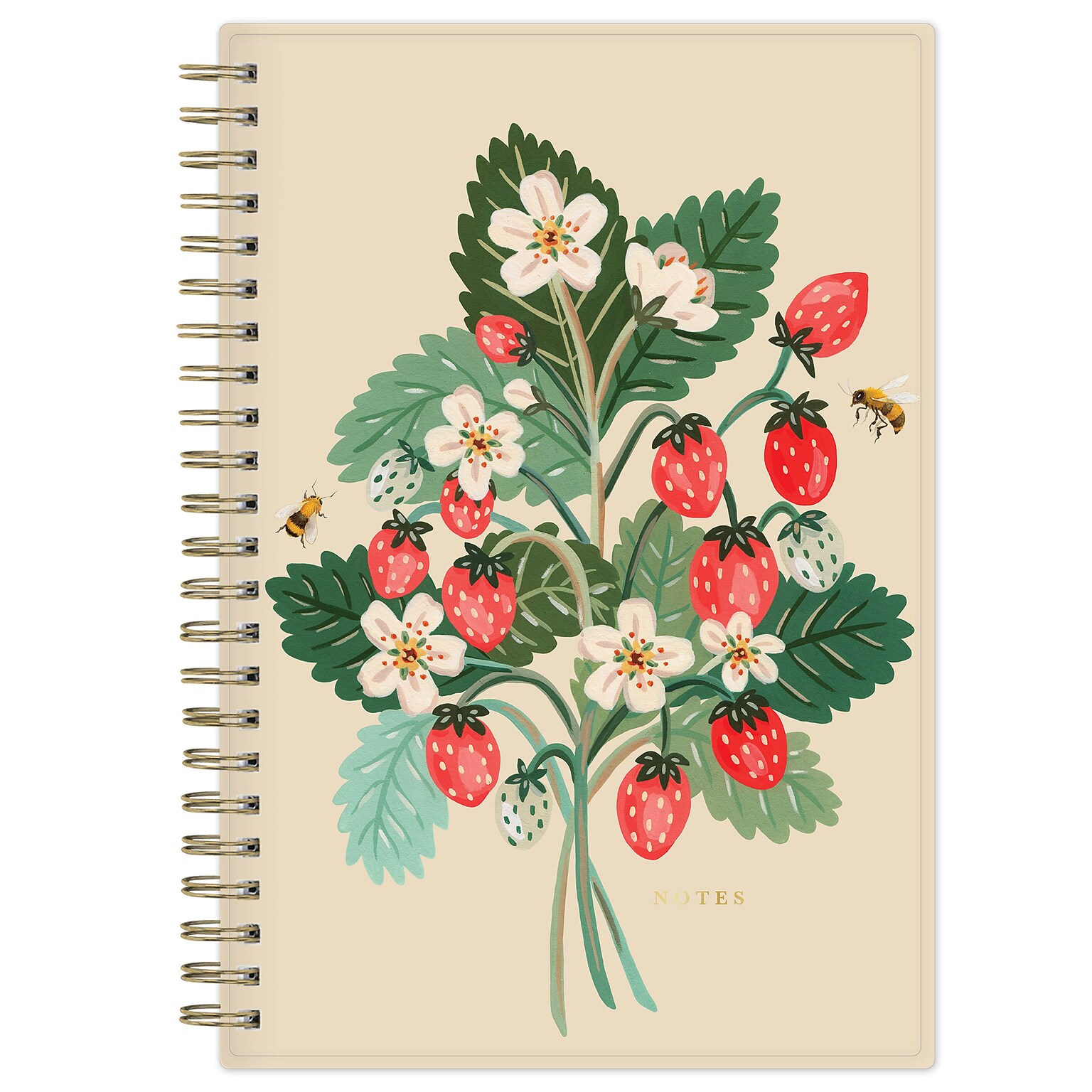 Blue Sky Bespoke Letterpress 5 x 8 Undated Personal Organizer, Plastic Cover, Strawberry & Bee (159139)
