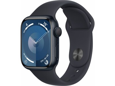 Apple Watch Series 9 (GPS) Smartwatch, 41mm, Midnight Aluminum Case with Midnight Sport Band, Medium
