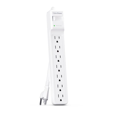 CyberPower CSB 7-Outlet Surge Protector, 6, 1800 Joules, White (CSB706W)