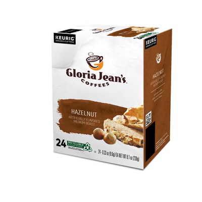 Gloria Jean's Hazelnut Coffee, Medium Roast, 0.33 oz. Keurig® K-Cup® Pods, 24/Box (60051-052)