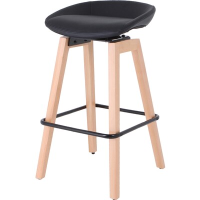 Lorell Polyurethane/Wood Modern Low-Back Stool, Black (LLR68563)